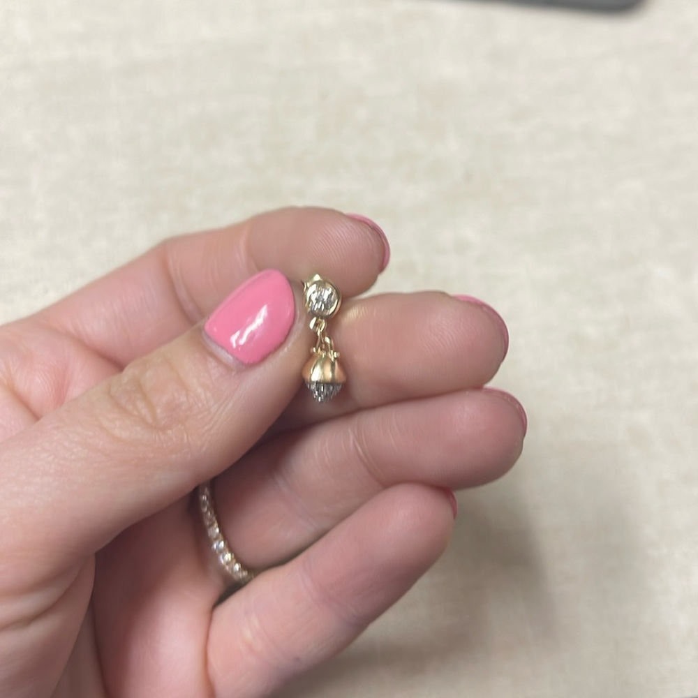 Single diamond 14k bezel drop earring